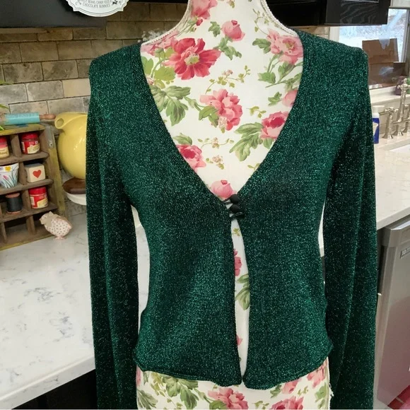 Free People Emerald Green Emmaline Metallic Cardigan Sweater Size Medium
New - Picture 2 of 12